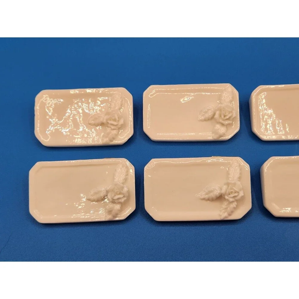 Vintage 1960s-1970s Shafford Taiwan Bone China Rose Place Card Holders, Set of 8